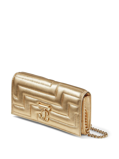 Shop Jimmy Choo Avenue Quilted Chain Wallet In Gold