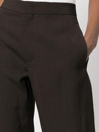 Shop Jil Sander Mid-rise Wide Leg Trousers In Brown