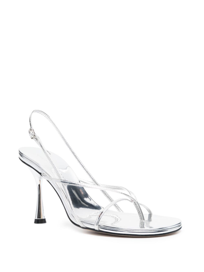Studio Amelia 95mm Metallic-finish Open-toe Sandals In Silver