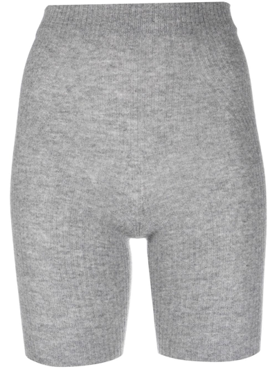 Shop Laneus High-waisted Cashmere Cycle Shorts In Grey