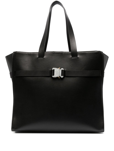 Shop Alyx Buckle-strap Detail Leather Tote Bag In Black