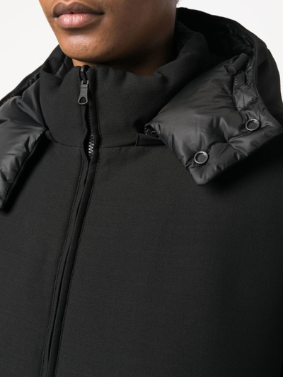 Shop Valentino Zip-up Hooded Coat In Black