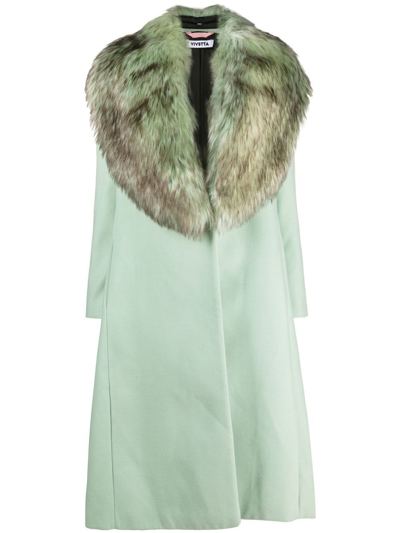 Shop Vivetta Faux-fur Coat In Green