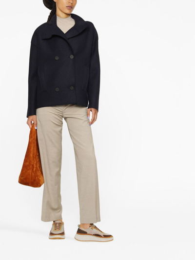 Harris Wharf London Double-breasted Wool Jacket In Blue