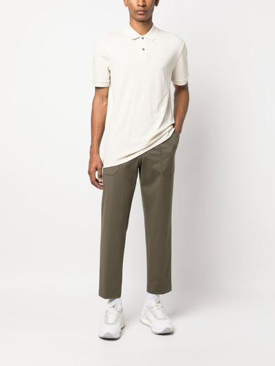 Shop Hugo Boss Short Sleeve Cotton Polo Shirt In Neutrals