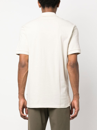 Shop Hugo Boss Short Sleeve Cotton Polo Shirt In Neutrals