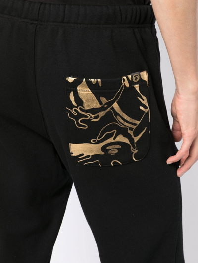 Shop Aape By A Bathing Ape Metallic-logo Track Pants In Black