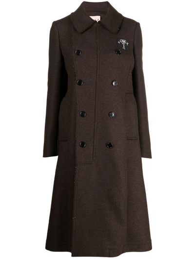 Shop Plan C Double-breasted Button-fastening Coat In Brown
