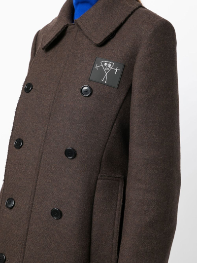 Shop Plan C Double-breasted Button-fastening Coat In Brown