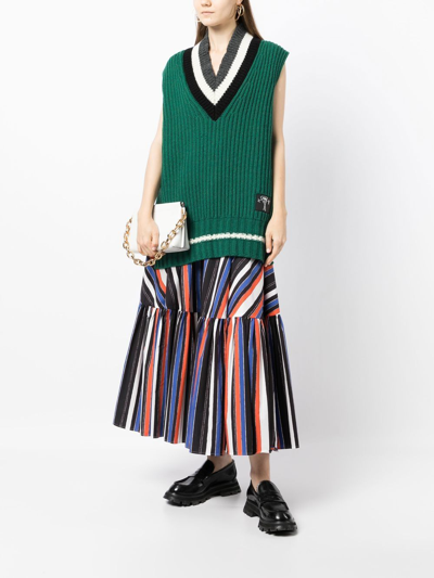 Plan C Graphic Stripe-print Skirt In Black