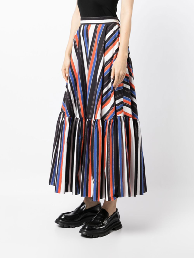 Plan C Graphic Stripe-print Skirt In Black