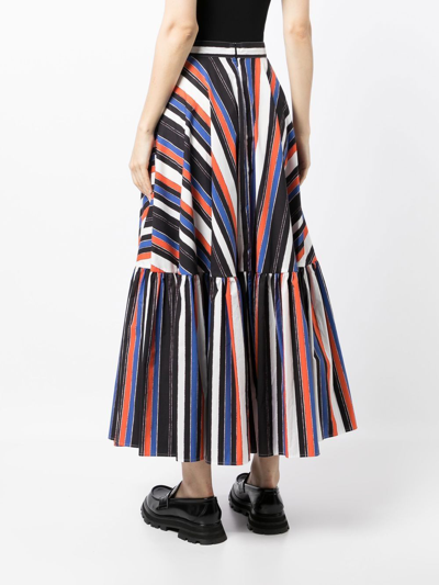 Plan C Graphic Stripe-print Skirt In Black