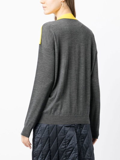 Shop Plan C Fine Intarsia-knit Jumper In Grey