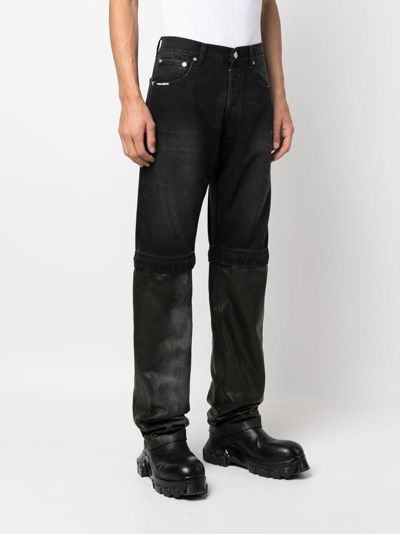 Vtmnts Bleach-panel Straight-leg Jeans In Black