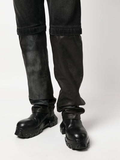 Vtmnts Bleach-panel Straight-leg Jeans In Black