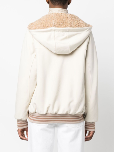 Eleventy Drawstring-hood Zipped-up Bomber Jacket In Neutrals