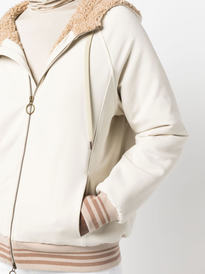 Eleventy Drawstring-hood Zipped-up Bomber Jacket In Neutrals