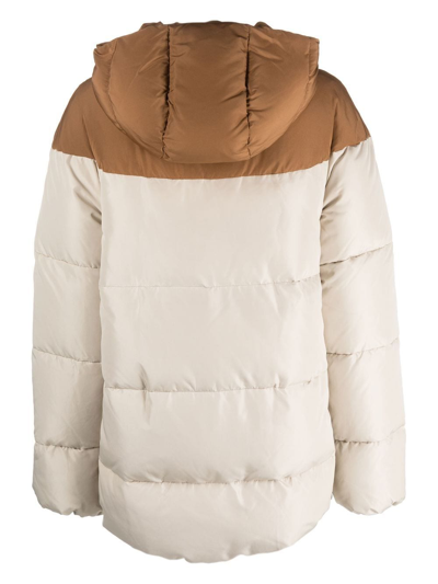 Eleventy Two-tone Padded Hooded Jacket In Neutrals