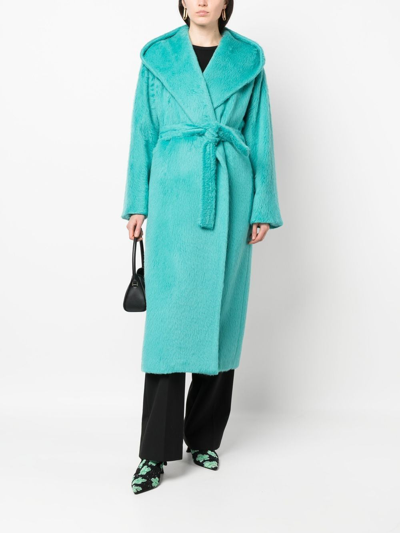Shop Hevo Tied-waist Hooded Coat In Green