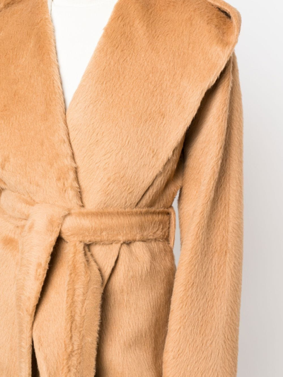 Shop Hevo Tied-waist Hooded Coat In Neutrals