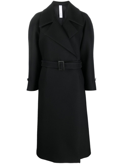 Shop Hevo Belted-waist Detail Coat In Black