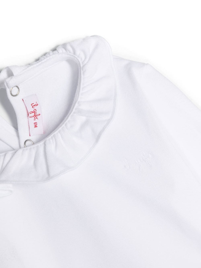 Il Gufo Ruffled-collar Long-sleeve Top In White
