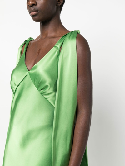V:pm Atelier Satin-finish Drape-detail Gown In Green
