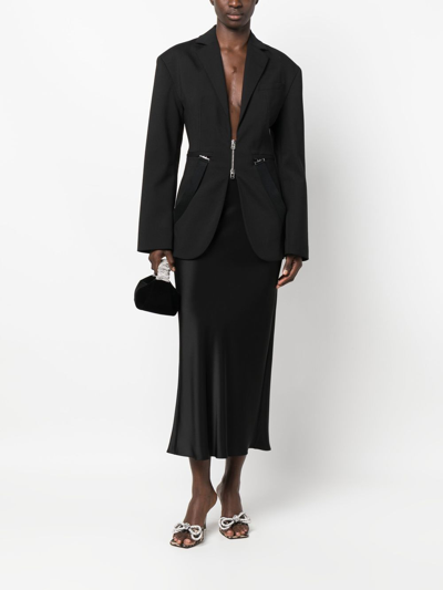 V:pm Atelier Satin-finish Flared Midi Skirt In Black