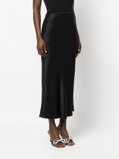 Shop V:pm Atelier Satin-finish Flared Midi Skirt In Black