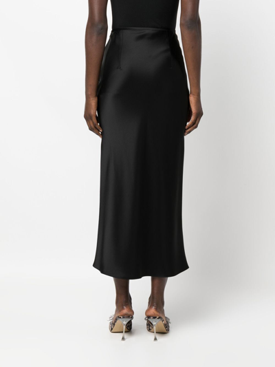 Shop V:pm Atelier Satin-finish Flared Midi Skirt In Black