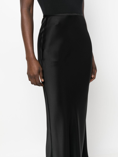 Shop V:pm Atelier Satin-finish Flared Midi Skirt In Black
