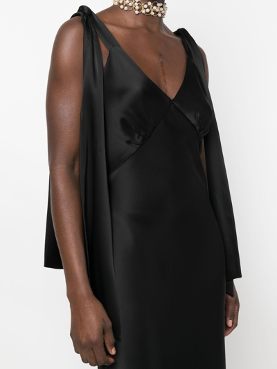V:pm Atelier Satin-finish V-neck Gown In Black