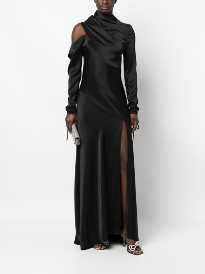 Shop V:pm Atelier Satin-finish Drape-detail Gown In Black