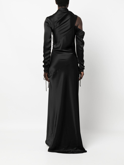 Shop V:pm Atelier Satin-finish Drape-detail Gown In Black