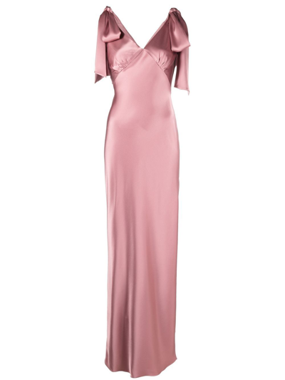 Shop V:pm Atelier Bow-detail V-neck Gown In Pink