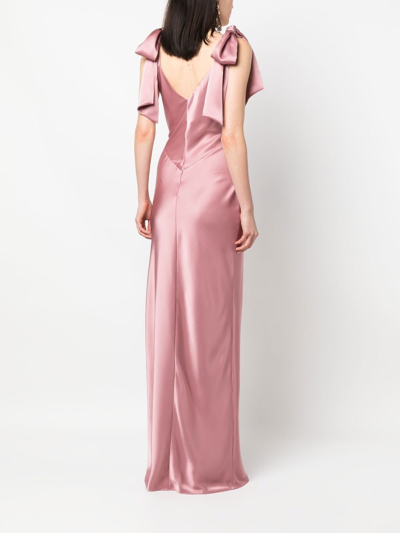 V:pm Atelier Bow-detail V-neck Gown In Pink
