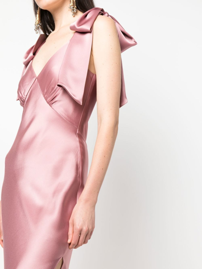 V:pm Atelier Bow-detail V-neck Gown In Pink