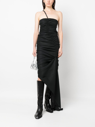 Shop Supriya Lele Drape-design Midi Dress In Black