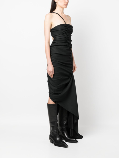 Shop Supriya Lele Drape-design Midi Dress In Black