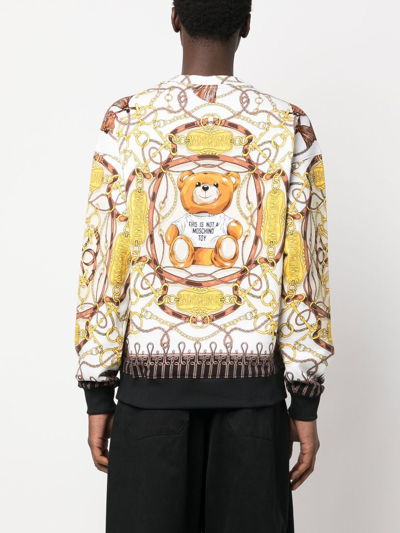 Shop Moschino Teddy-print Sweatshirt In Neutrals
