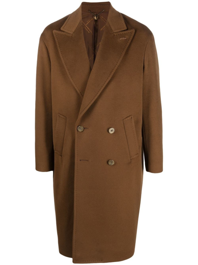 Shop Maurizio Miri Double-breasted Wool Coat In Brown