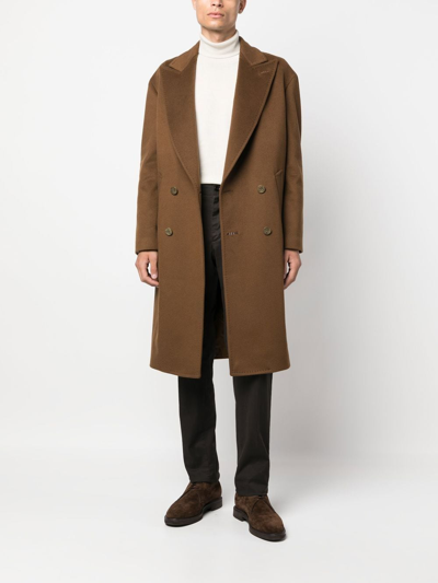 Shop Maurizio Miri Double-breasted Wool Coat In Brown