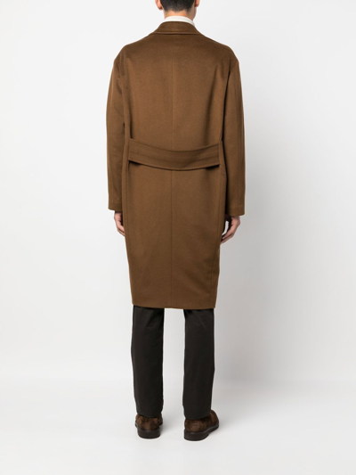 Shop Maurizio Miri Double-breasted Wool Coat In Brown