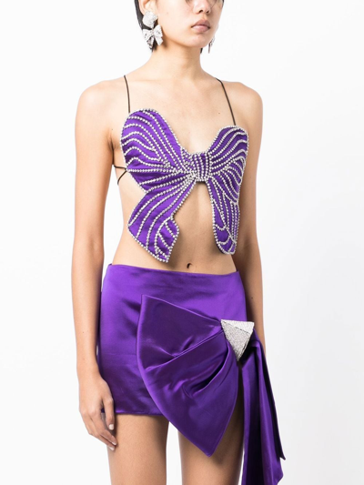 Shop Area Crystal Bow Top In Purple