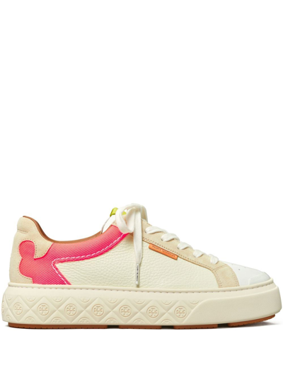Shop Tory Burch T-medallion Low-top Sneakers In Neutrals