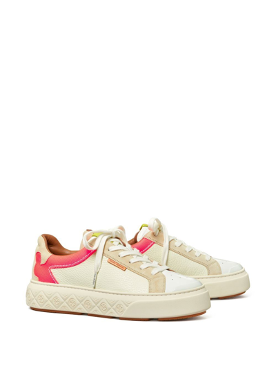 Shop Tory Burch T-medallion Low-top Sneakers In Neutrals