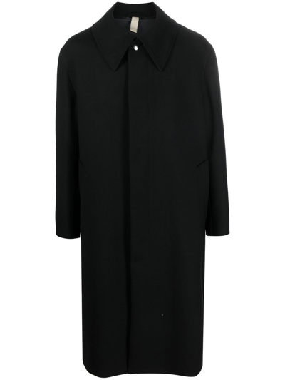 Shop Sunflower Long-sleeve Button-fastening Coat In Black