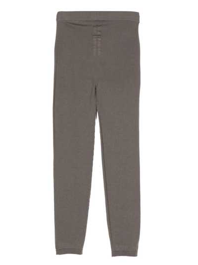 Shop Rick Owens Virgin Wool-knit Leggings In Grey