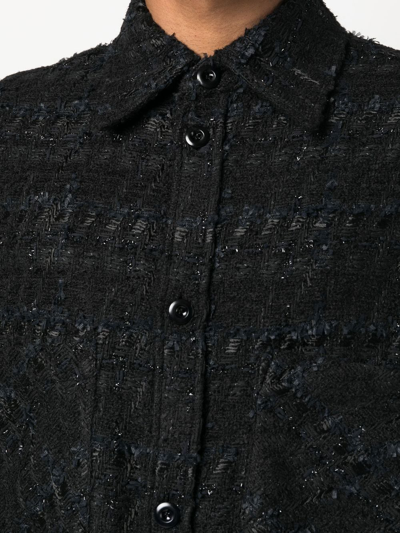Shop Faith Connexion Long Sleeve Tweed Shirt In Black