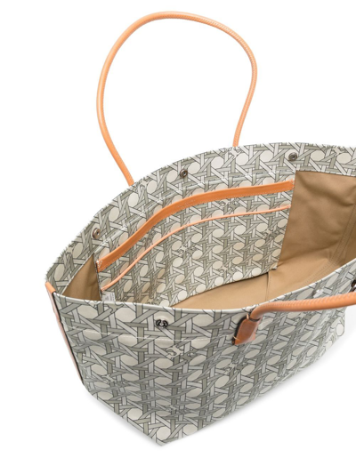 Shop Tory Burch Basketweave-print Tote Bag In Neutrals